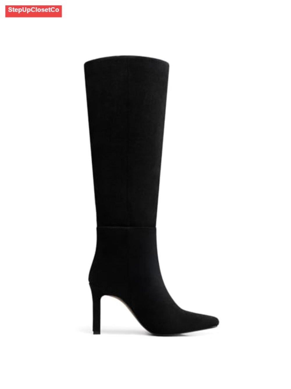 Womens Knee High Boots 3.54 In Stiletto Heel Waterproof PU Leather Wide Calf - Picture 3 of 6